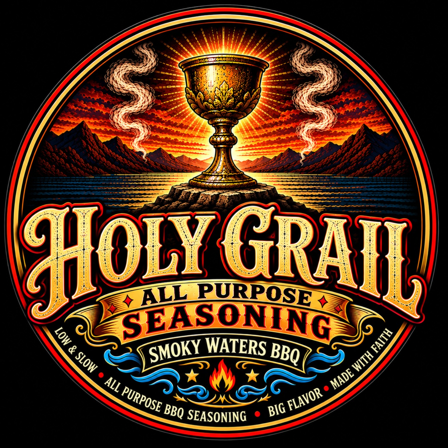 Round Holy Grail seasoning label